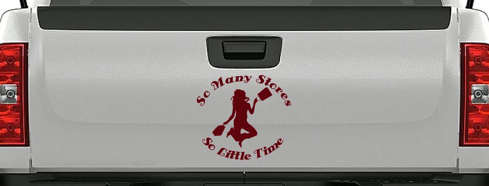 So Many Stores So Little Time Shopping Mom Women Girl Car or Truck Window Decal Sticker (Purple Red)