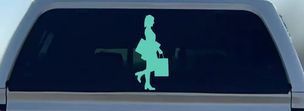Girl Woman Shopping Car or Truck Window Decal Sticker