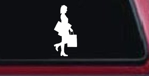 Girl Woman Shopping Car or Truck Window Decal Sticker
