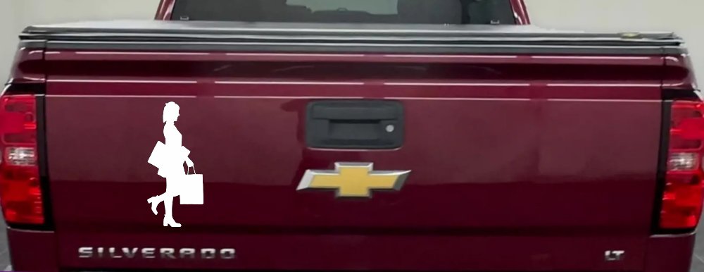 Girl Woman Shopping Car or Truck Window Decal Sticker