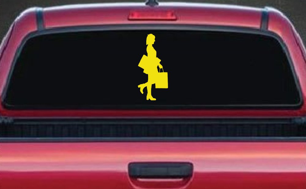 Girl Woman Shopping Car or Truck Window Decal Sticker