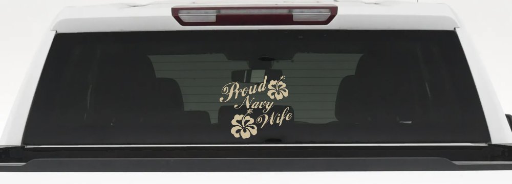 Proud Navy Wife Hibiscus Flowers Military Car or Truck Window Decal Sticker