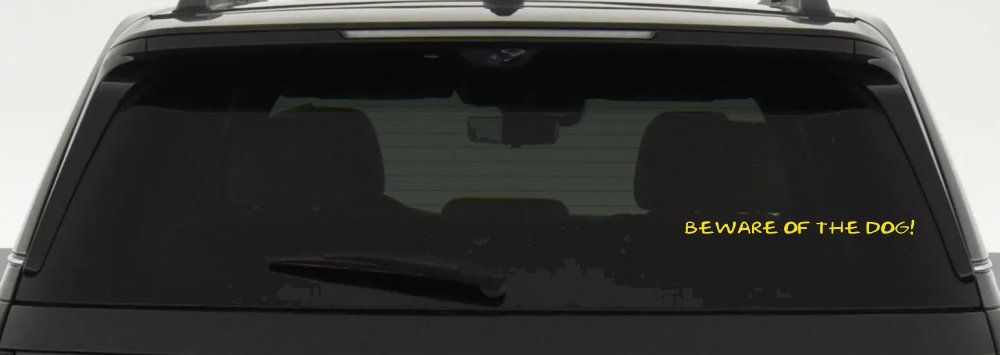 Beware Of The Dog Car or Truck Window Decal Sticker (Yellow)