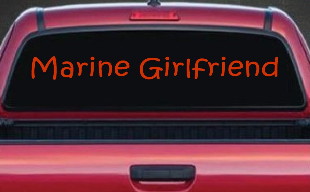 Marine Girlfriend Military Car or Truck Window Decal Sticker (Orange Red)