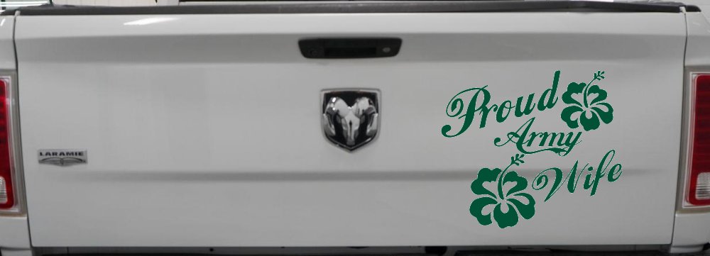 Proud Army Wife Hibiscus Flowers Military Car or Truck Window Decal Sticker