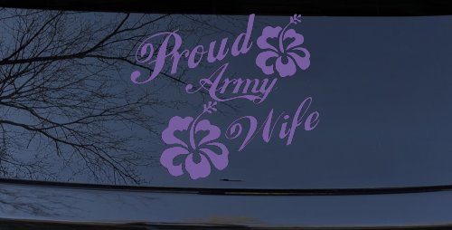 Proud Army Wife Hibiscus Flowers Military Car or Truck Window Decal Sticker
