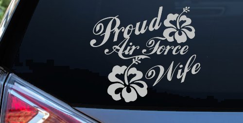 Proud Air Force Wife Hibiscus Flowers Military Car or Truck Window Decal Sticker