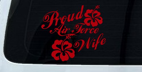 Proud Air Force Wife Hibiscus Flowers Military Car or Truck Window Decal Sticker