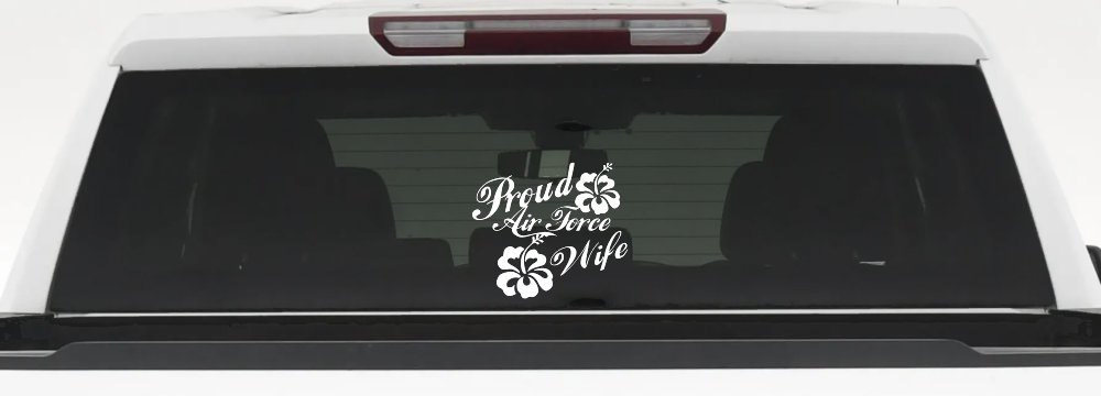 Proud Air Force Wife Hibiscus Flowers Military Car or Truck Window Decal Sticker