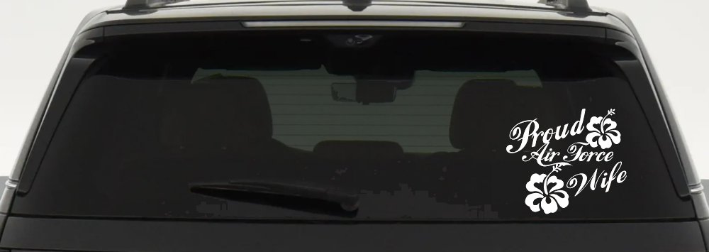 Proud Air Force Wife Hibiscus Flowers Military Car or Truck Window Decal Sticker