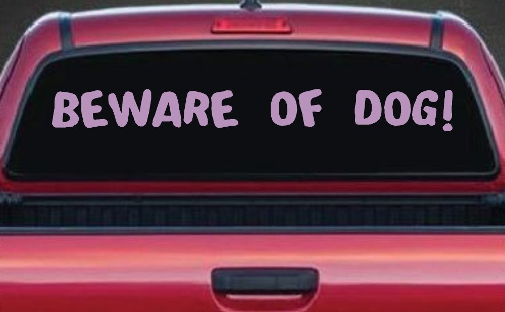 Beware Of Dog Car or Truck Window Decal Sticker (Lilac)