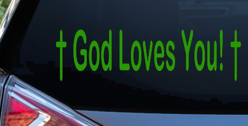 God Loves You with Crosses Christian Car or Truck Window Decal Sticker