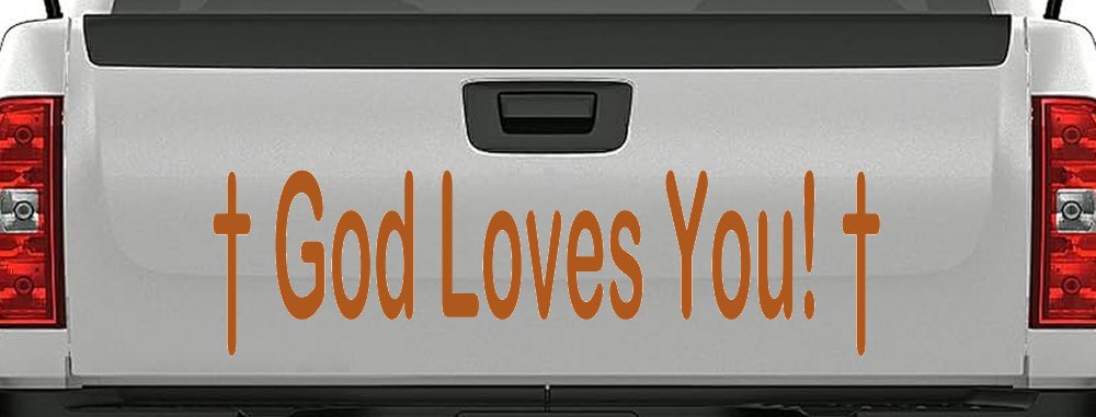 God Loves You with Crosses Christian Car or Truck Window Decal Sticker