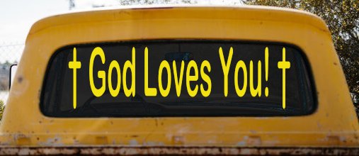 God Loves You with Crosses Christian Car or Truck Window Decal Sticker