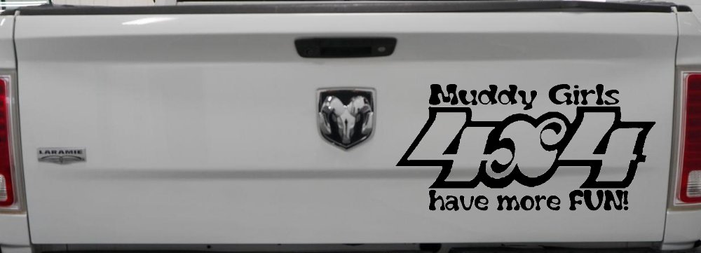 Muddy Girls 4X4 have More Fun Funny Off Road Car or Truck Window Decal Sticker (Black)