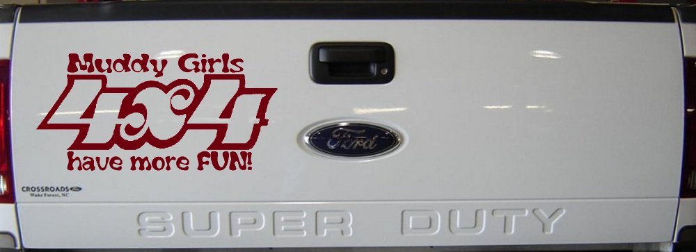 Muddy Girls 4X4 have More Fun Funny Off Road Car or Truck Window Decal Sticker (Burgundy)