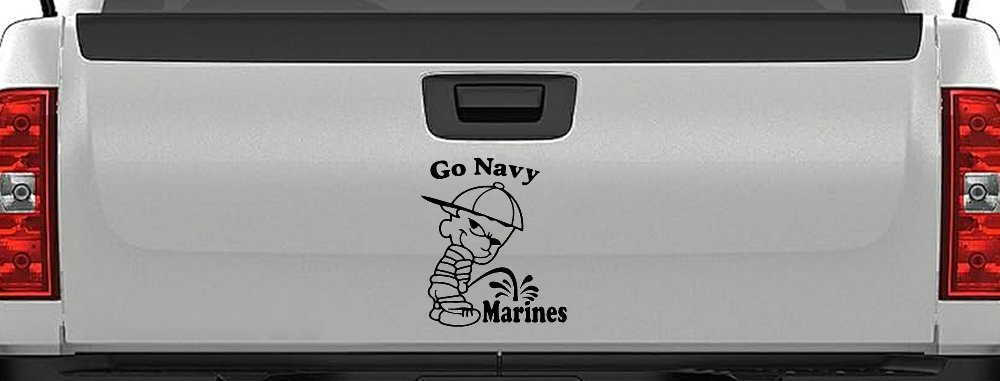Go Navy Pee On Marines Car or Truck Window Decal Sticker (Black)