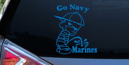 Go Navy Pee On Marines Car or Truck Window Decal Sticker (Sky Blue)