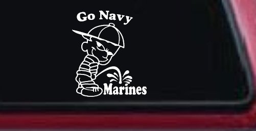 Go Navy Pee On Marines Car or Truck Window Decal Sticker