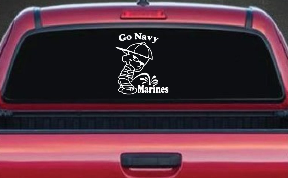 Go Navy Pee On Marines Car or Truck Window Decal Sticker