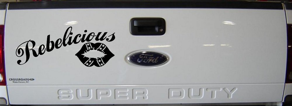Rebelicious Dixie Lips Car or Truck Window Decal Sticker (Black)