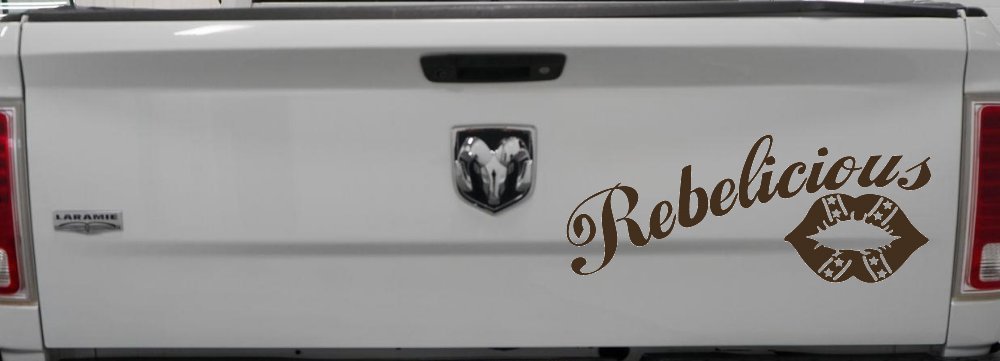 Rebelicious Dixie Lips Car or Truck Window Decal Sticker (Brown)