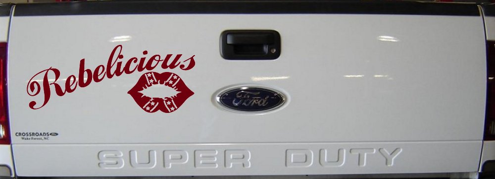 Rebelicious Dixie Lips Car or Truck Window Decal Sticker (Burgundy)