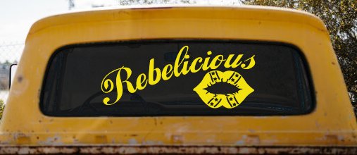 Rebelicious Dixie Lips Car or Truck Window Decal Sticker (Yellow)