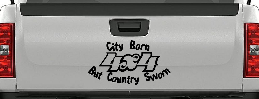 City Born But Country Sworn 4X4 Off Road Car or Truck Window Decal Sticker (Black)