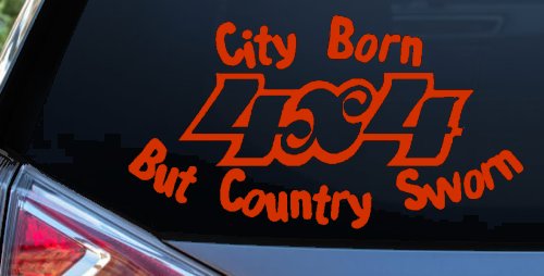 City Born But Country Sworn 4X4 Off Road Car or Truck Window Decal Sticker (Orange Red)