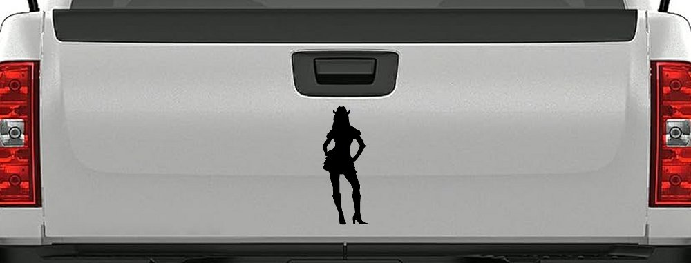 Cowgirl in Skirt Car or Truck Window Decal Sticker (Black)