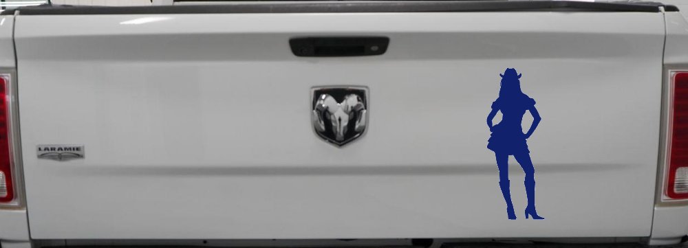Cowgirl in Skirt Car or Truck Window Decal Sticker (Navy)
