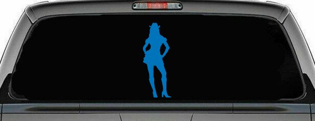 Cowgirl in Skirt Car or Truck Window Decal Sticker (Sky Blue)