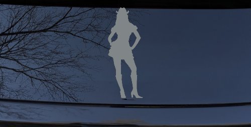 Cowgirl in Skirt Car or Truck Window Decal Sticker (Telegrey)