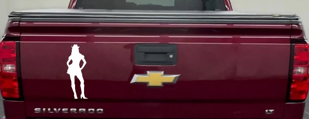 Cowgirl in Skirt Car or Truck Window Decal Sticker (White)