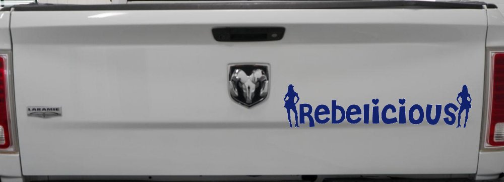 Rebelicious Cowgirl Country Girl Car or Truck Window Decal Sticker (Navy)