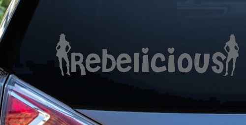 Rebelicious Cowgirl Country Girl Car or Truck Window Decal Sticker (Silver)