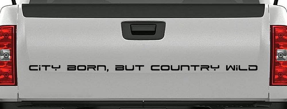 City Born But Country Wild Car or Truck Window Decal Sticker (Black)