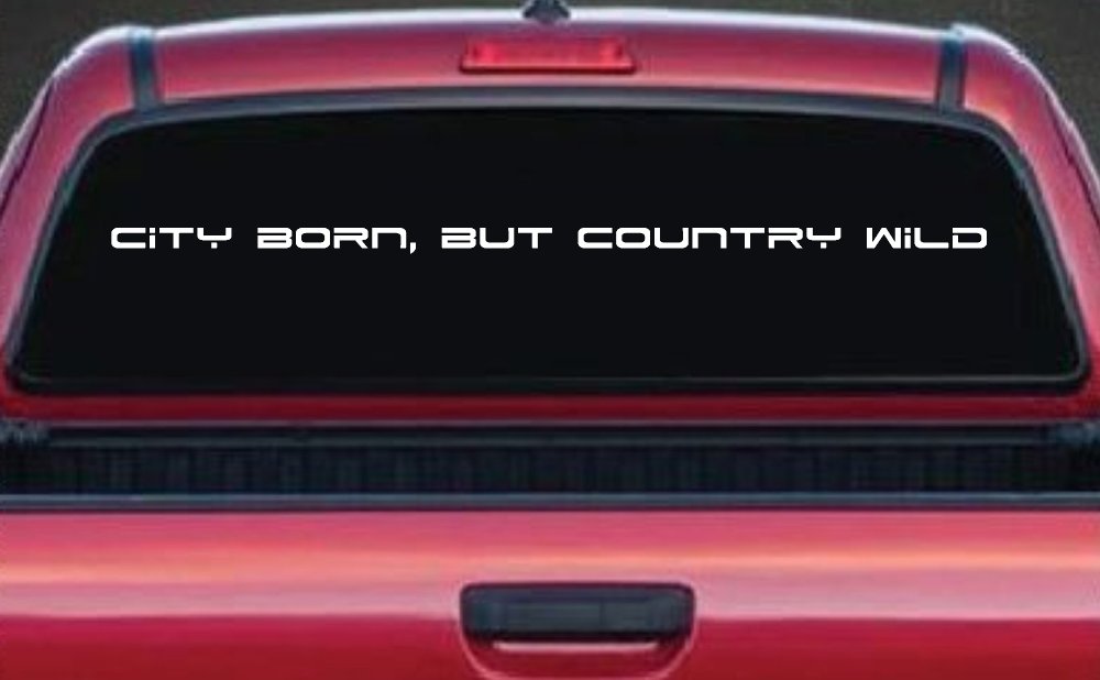City Born But Country Wild Car or Truck Window Decal Sticker (White)