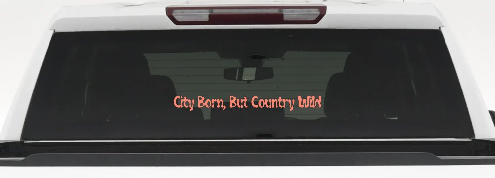 City Born But Country Wild Car or Truck Window Decal Sticker (Coral)