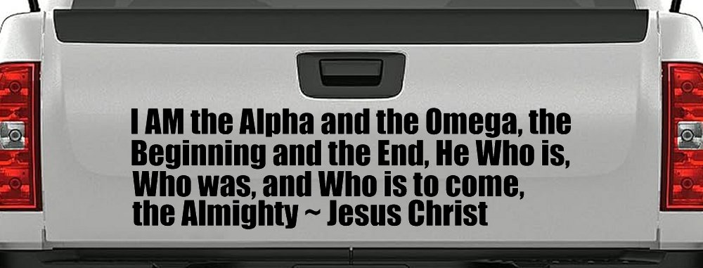 Alpha Omega Almighty Jesus Christ Christian Car or Truck Window Decal Sticker (Black)