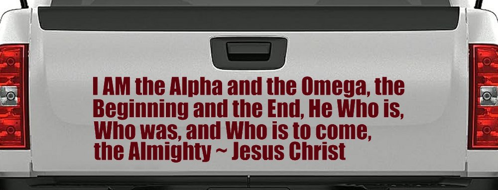 Alpha Omega Almighty Jesus Christ Christian Car or Truck Window Decal Sticker (Purple Red)