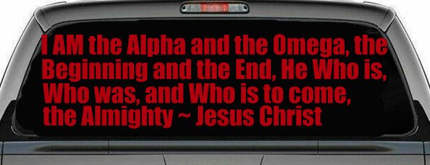 Alpha Omega Almighty Jesus Christ Christian Car or Truck Window Decal Sticker (Red)