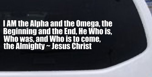 Alpha Omega Almighty Jesus Christ Christian Car or Truck Window Decal Sticker (White)