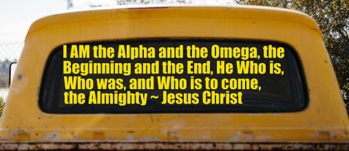 Alpha Omega Almighty Jesus Christ Christian Car or Truck Window Decal Sticker (Yellow)