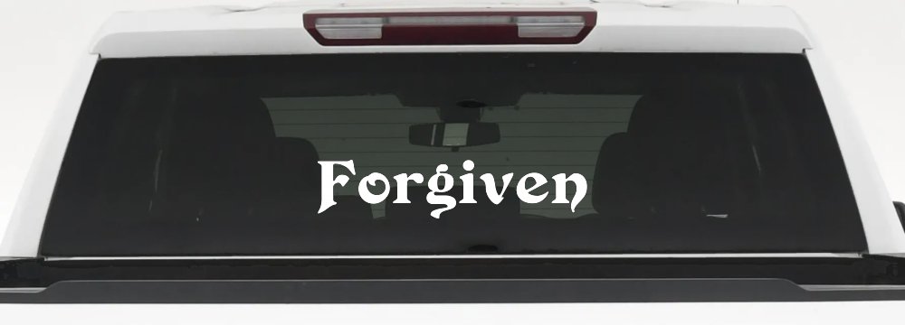 Forgiven Christian Car Decal Sticker for Truck Window Vinyl (White)