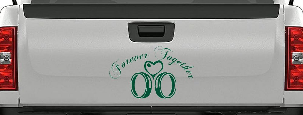 Forever Together Marriage Wedding Car or Truck Window Decal Sticker (Dark Green)