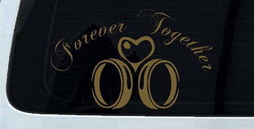 Forever Together Marriage Wedding Car or Truck Window Decal Sticker (Gold)