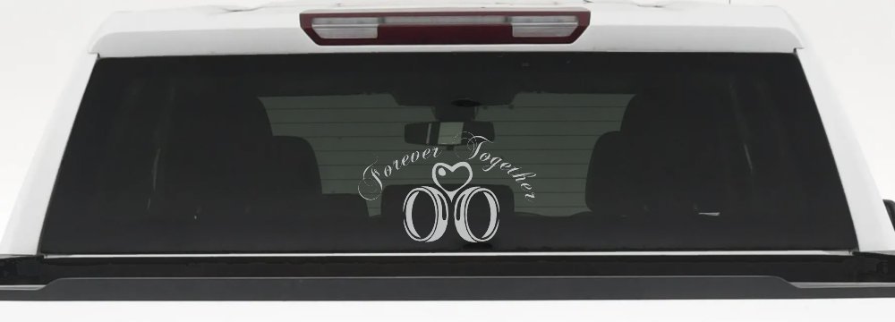 Forever Together Marriage Wedding Car or Truck Window Decal Sticker (Light Gray)