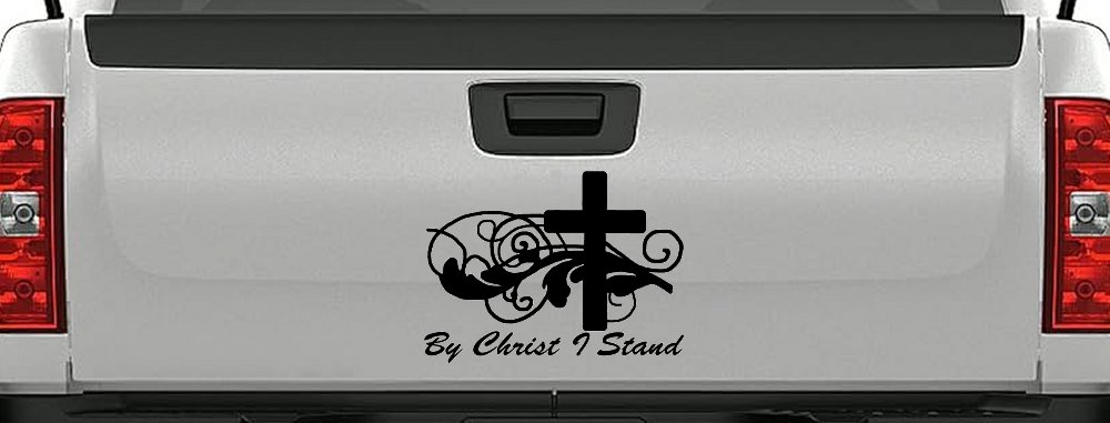 By Christ I Stand Christian Car or Truck Window Decal Sticker (Black)